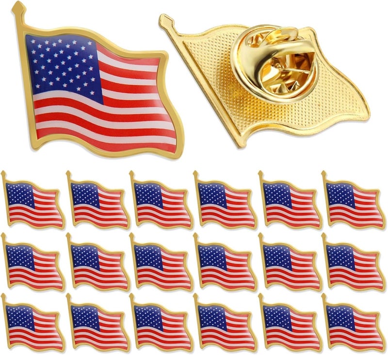MIDLE Store 50/100/200/300Pack American Flag Lapel Pins Bulk Metal - USA United States Patriotic Souvenir Badge Pins For Memorial Veteran Day Patriotic Party - Image 2